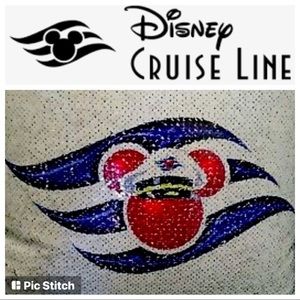 Disney Cruise Line Mickey Mermaid Pillow Cover Reversible Black Sequins